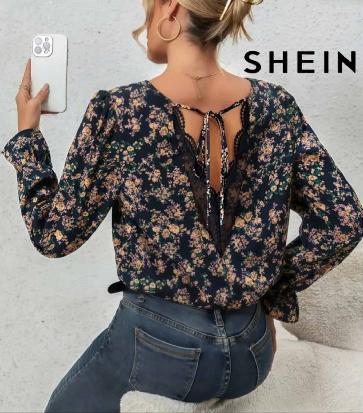 Blouse Fleurie🍀🌸🪻🌺 Dos Nu en Dentelle🍒 ✨ - Taille L 