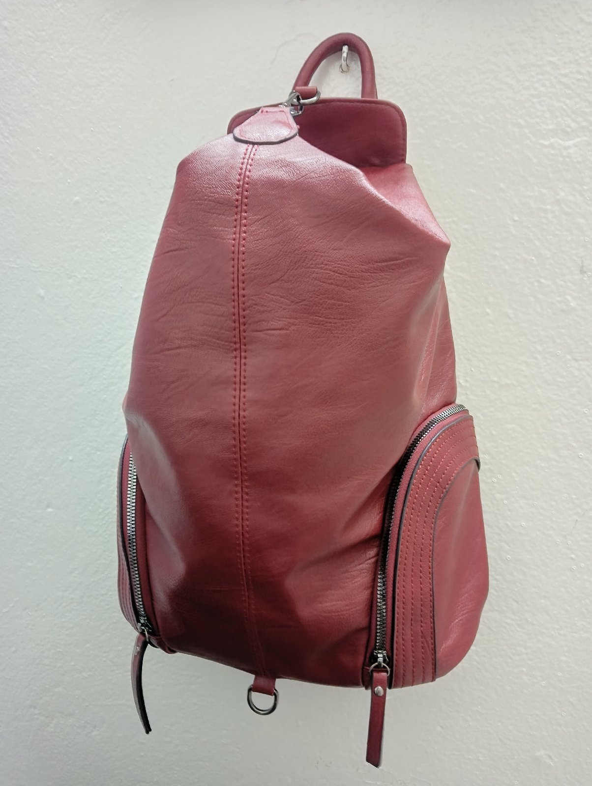 Sac à dos femme rouge cuir