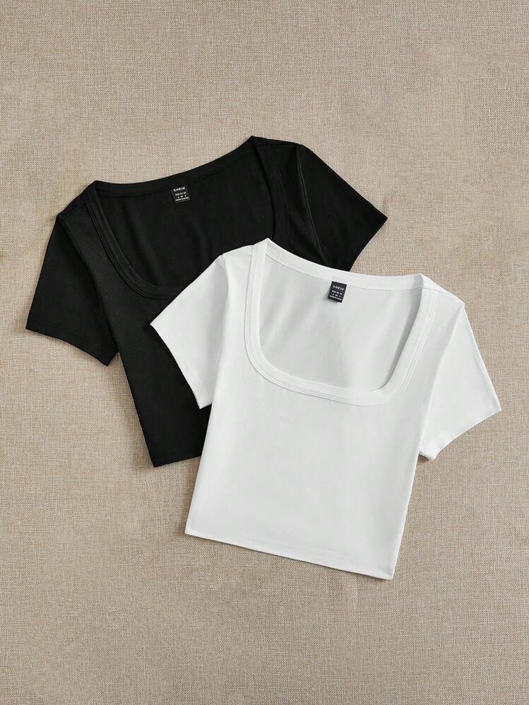 2 crop top SHEIN black and white 