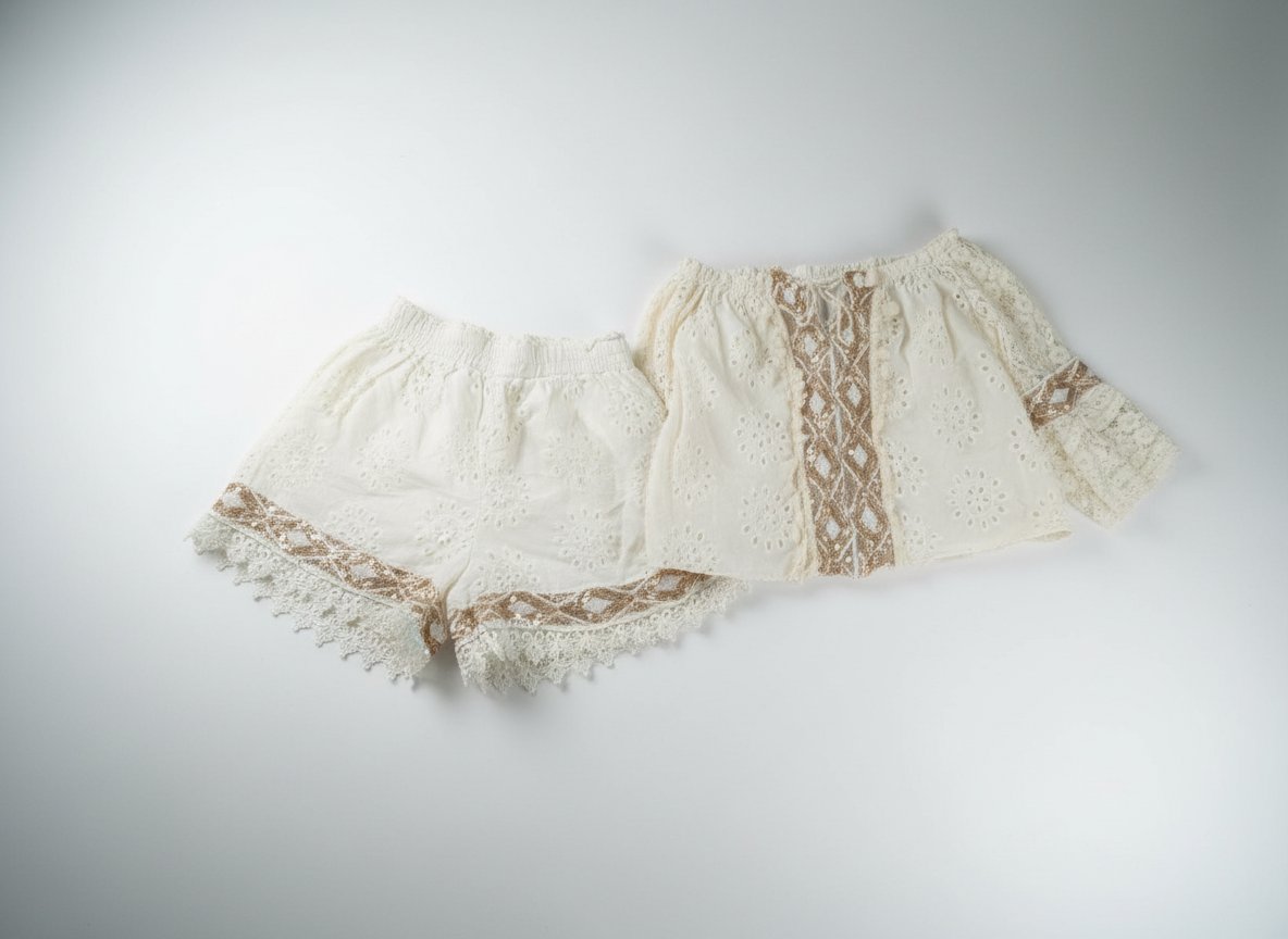 Ensemble short et top blanc et doré 