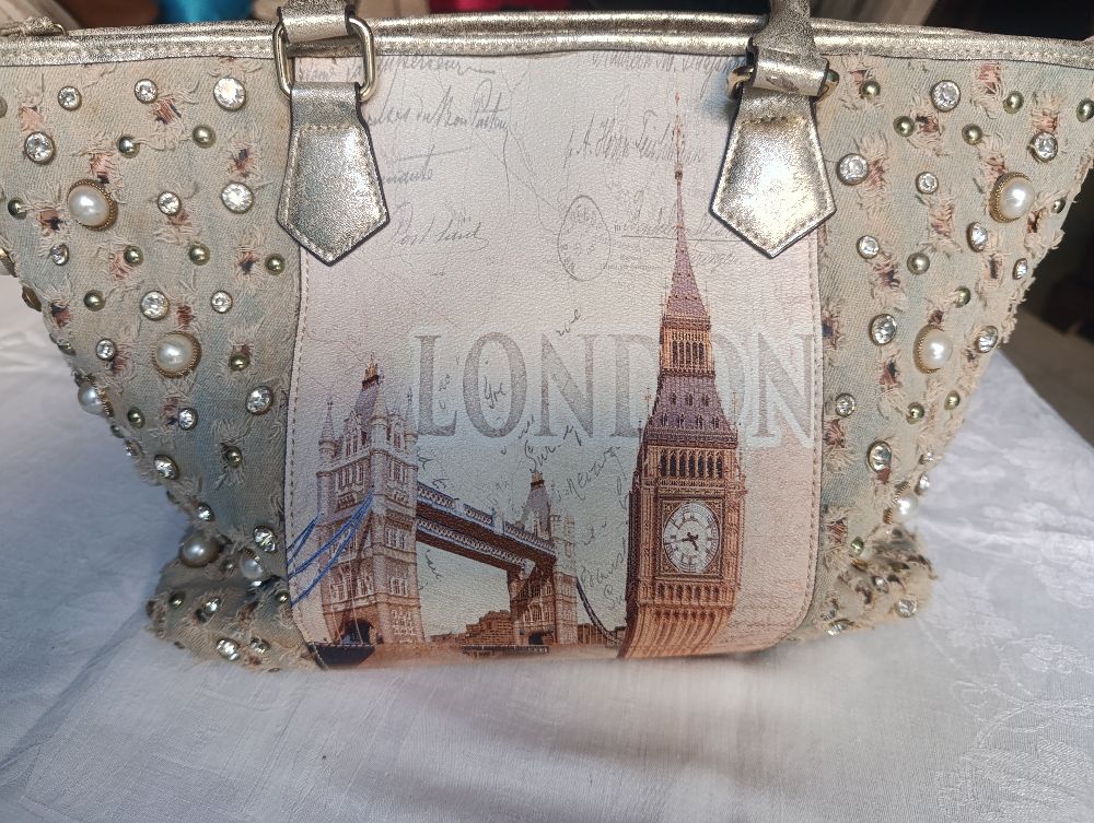 Sac á main denim avec strass 