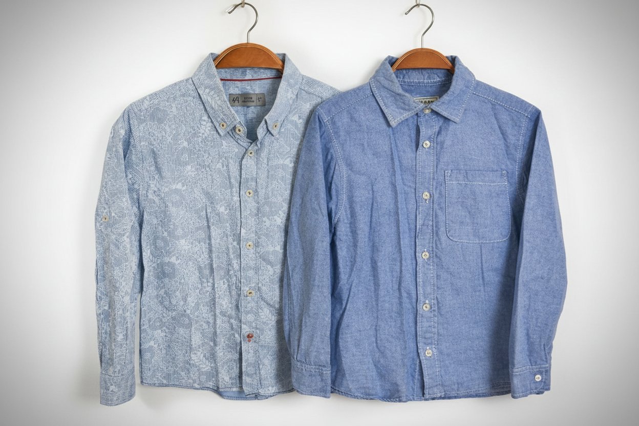 Je vends une chemise de la marque HA 8 ans    la 2 ème chemise de la marque BLEU ICE âge 7 ans