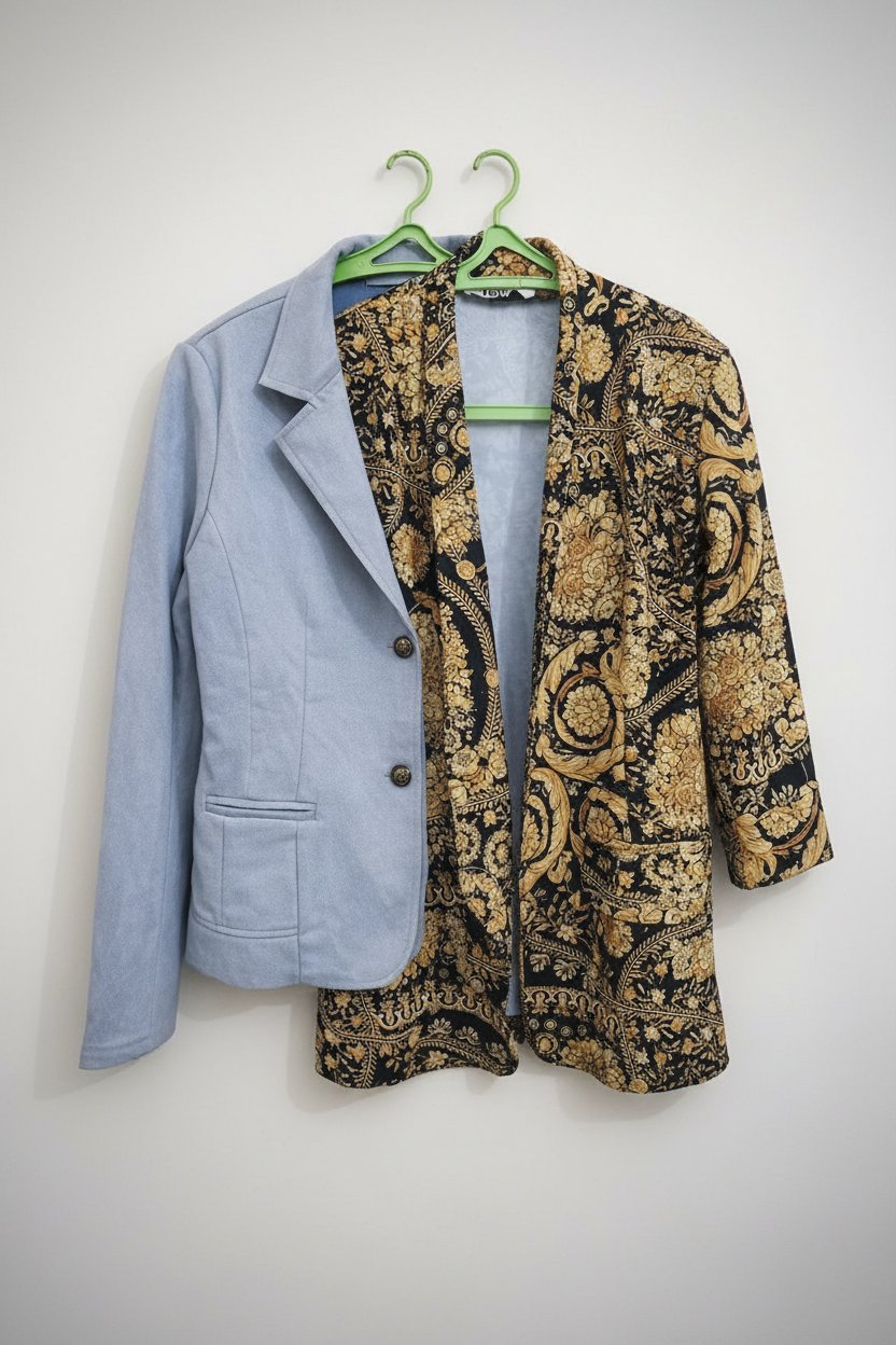 Liquidation Blazer femme à imprimé baroque de Versace taille M +Liquidation Veste en daim synthétique pour femme taille S-M 36/38 