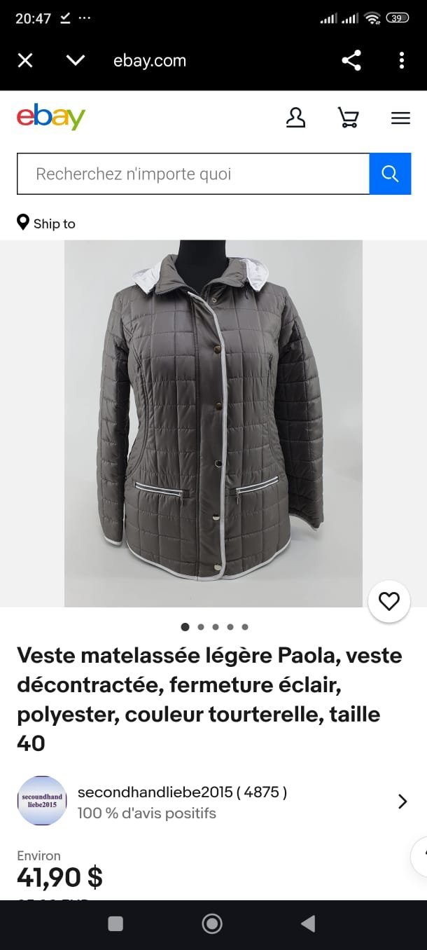 Veste matelassé marque Paola