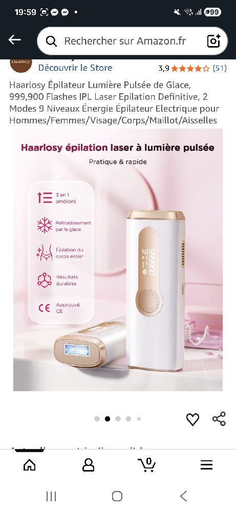 Epilateur lumiere pulsé 