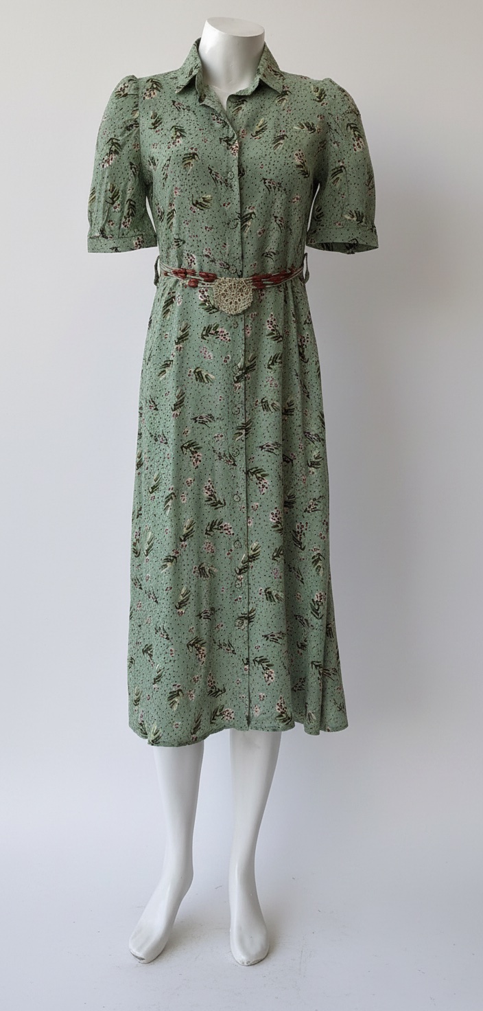 Robe verte fleuri