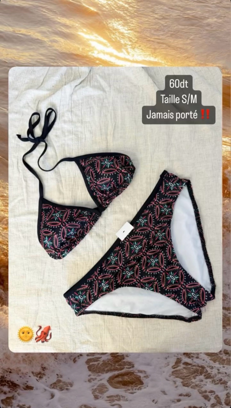 Bikini noir avec motifs