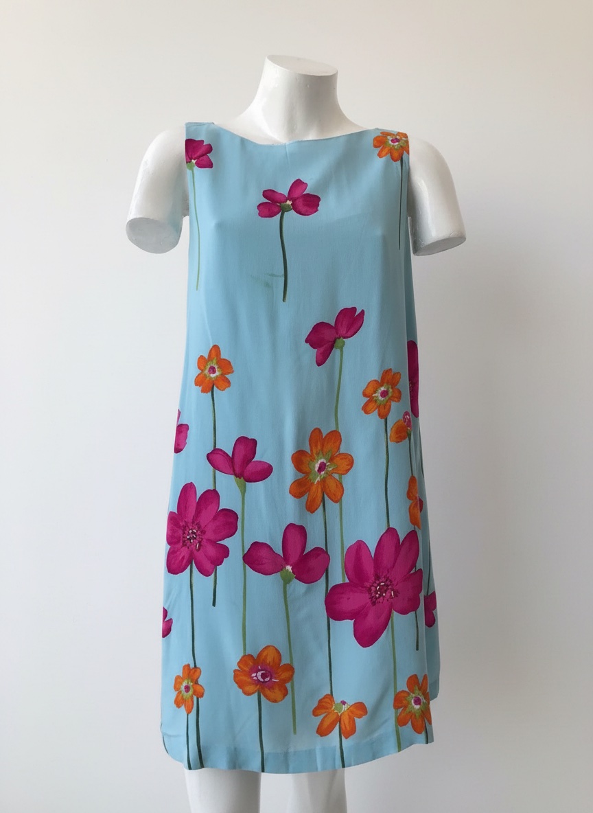 Robe bleu fleuri