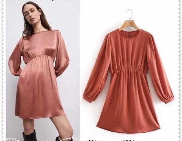 Zara robe satinee en vieux rose T42