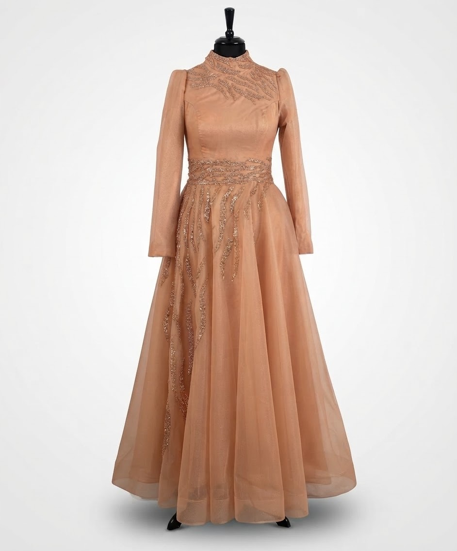 Robe soirée voilée