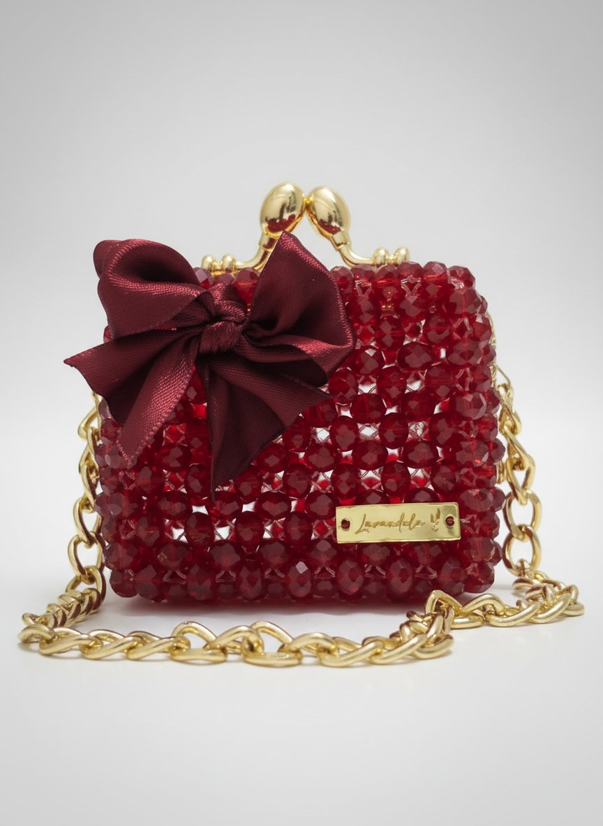 Petit sac rouge pour fillette handmade en cristal 