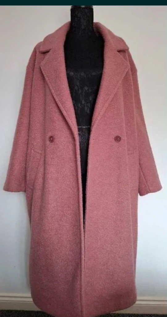 Manteau long 3aloucha rose grande taille 