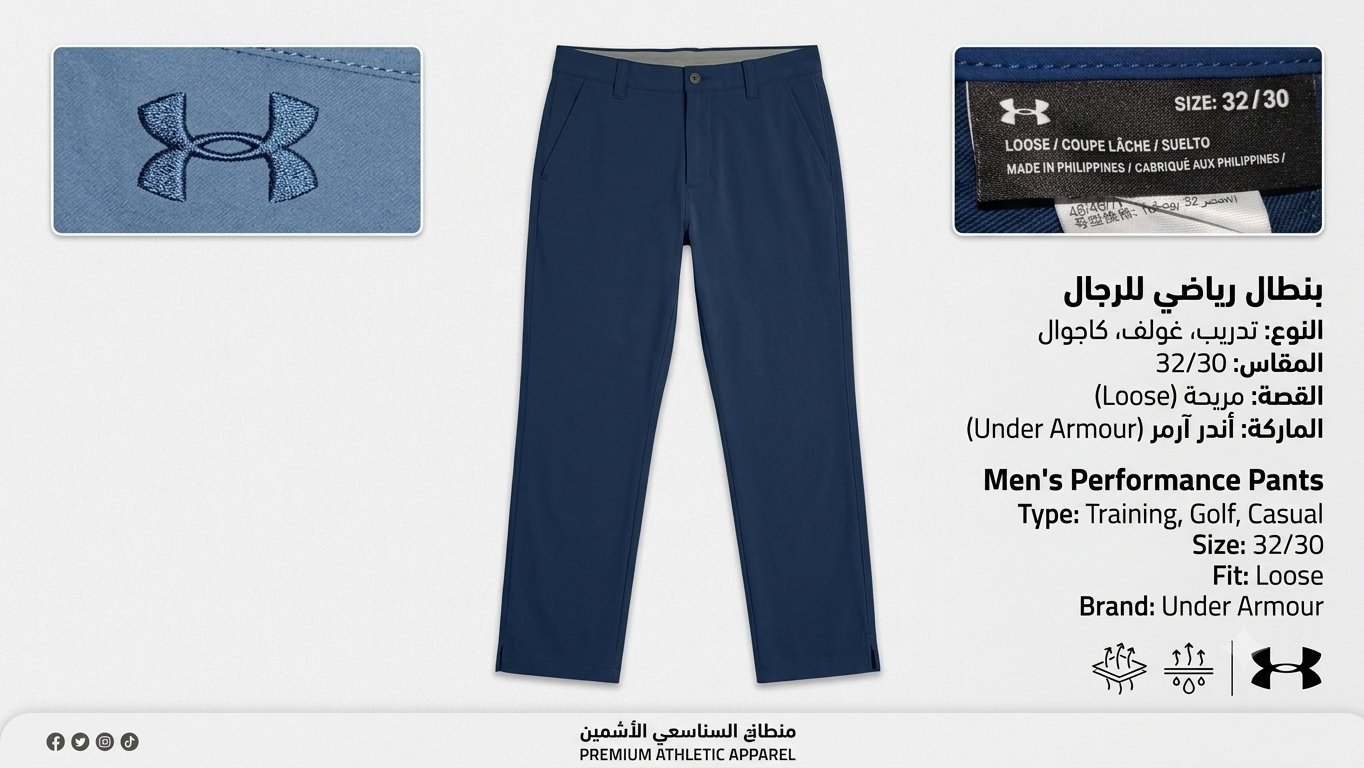 Pantalon Under ArmourPantalon de Performance Under Armour – Coupe Ample (Loose) – Bleu Marine – Taille 32/30 