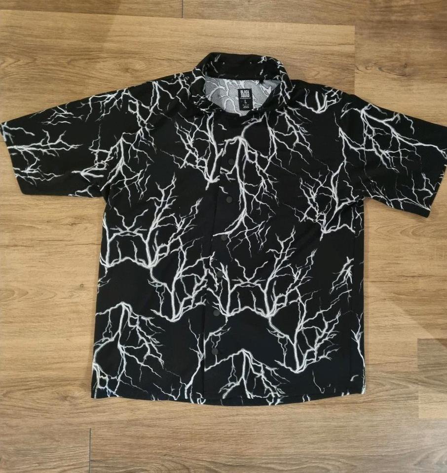 Chemise à motifs éclairs Black Squad - Taille LChemise streetwear noire