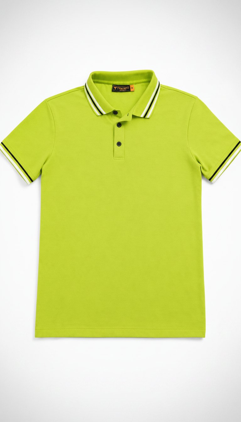 Polo Vert Lime Fluo Homme - Col Rayé Taille : M