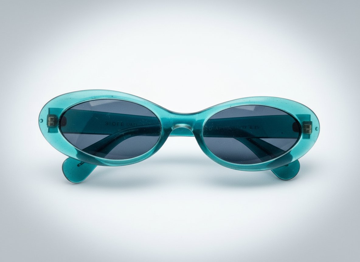 Vintage 1990s Deadstock "Bug-Eye" Oval Sunglasses (Teal Green)
