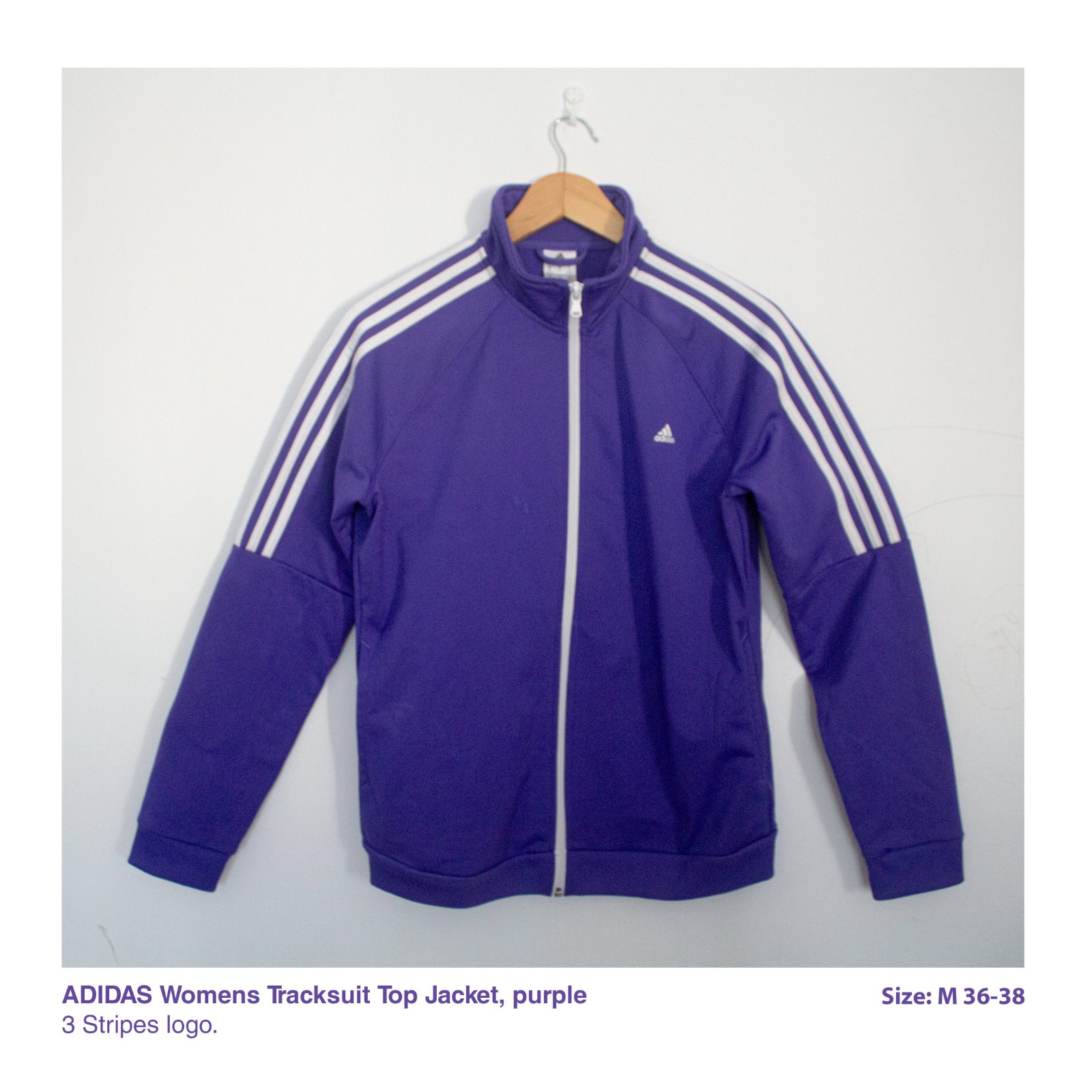 Veste de survêtement Adidas pour femme, violette. Logo à 3 bandes.