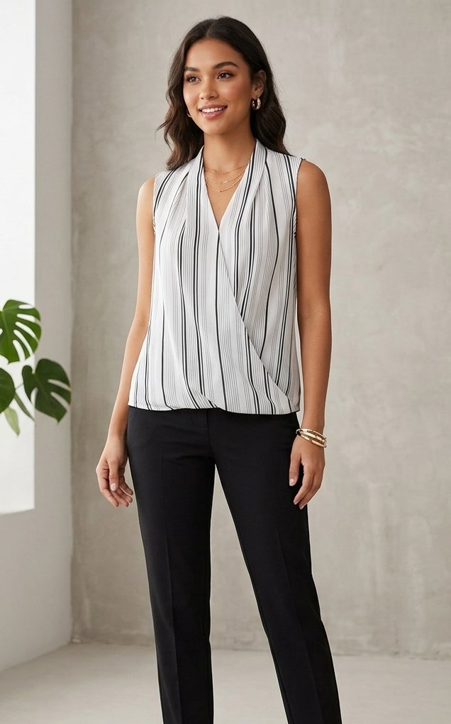 Chemisier Rayé Noir et Blanc H&M