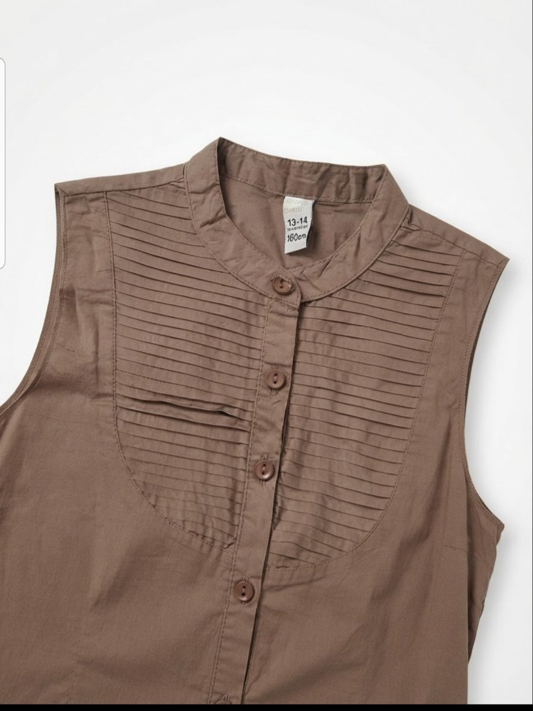 Débardeur marron Maximo donati pour enfant 13–14 ans – col montant et détails plissés