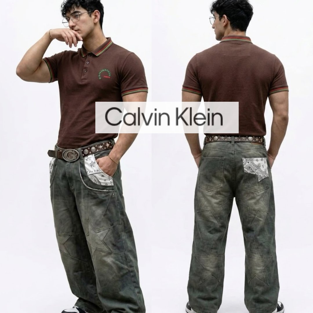 100%cotton calvin klein jeans tshirt marron pour homme