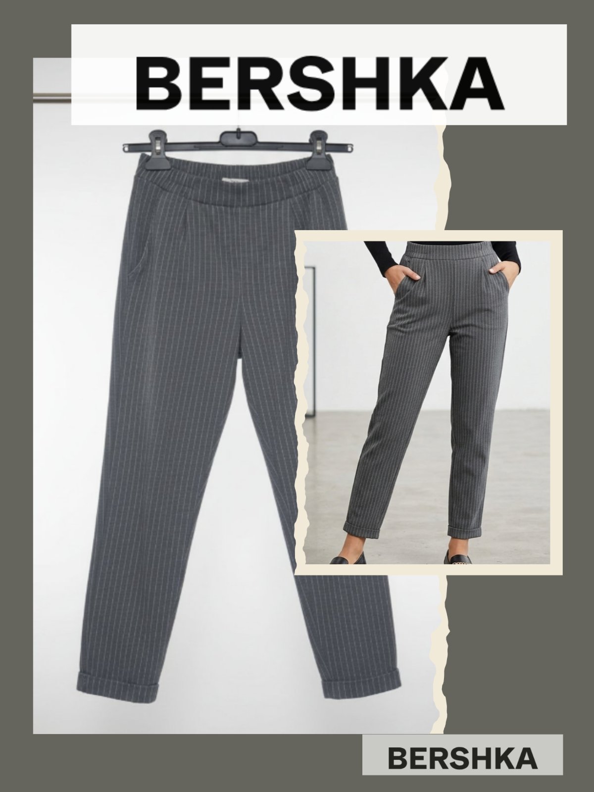 Pantalon Cigarette Gris striée