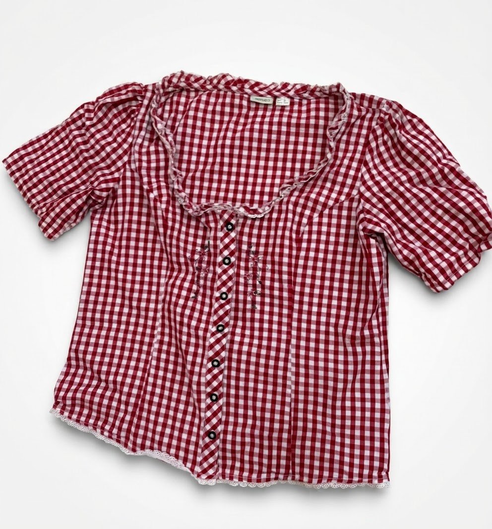 Chemise femme carrés rouge blanc