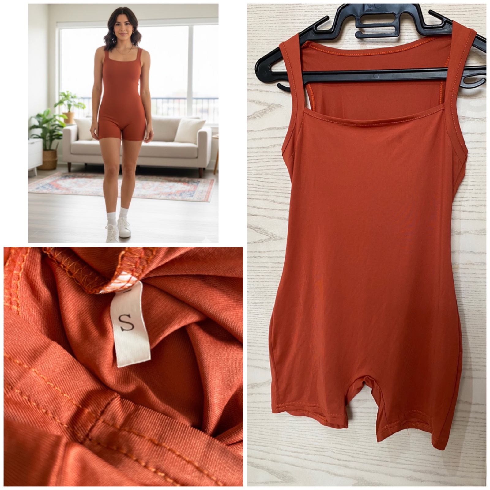 🛍️ Prête à craquer ? Combinaison courte ultra-confortable🧡 couleur corail 🧡 tissu maille extensible (lycra) moule le corps 🧡✨
