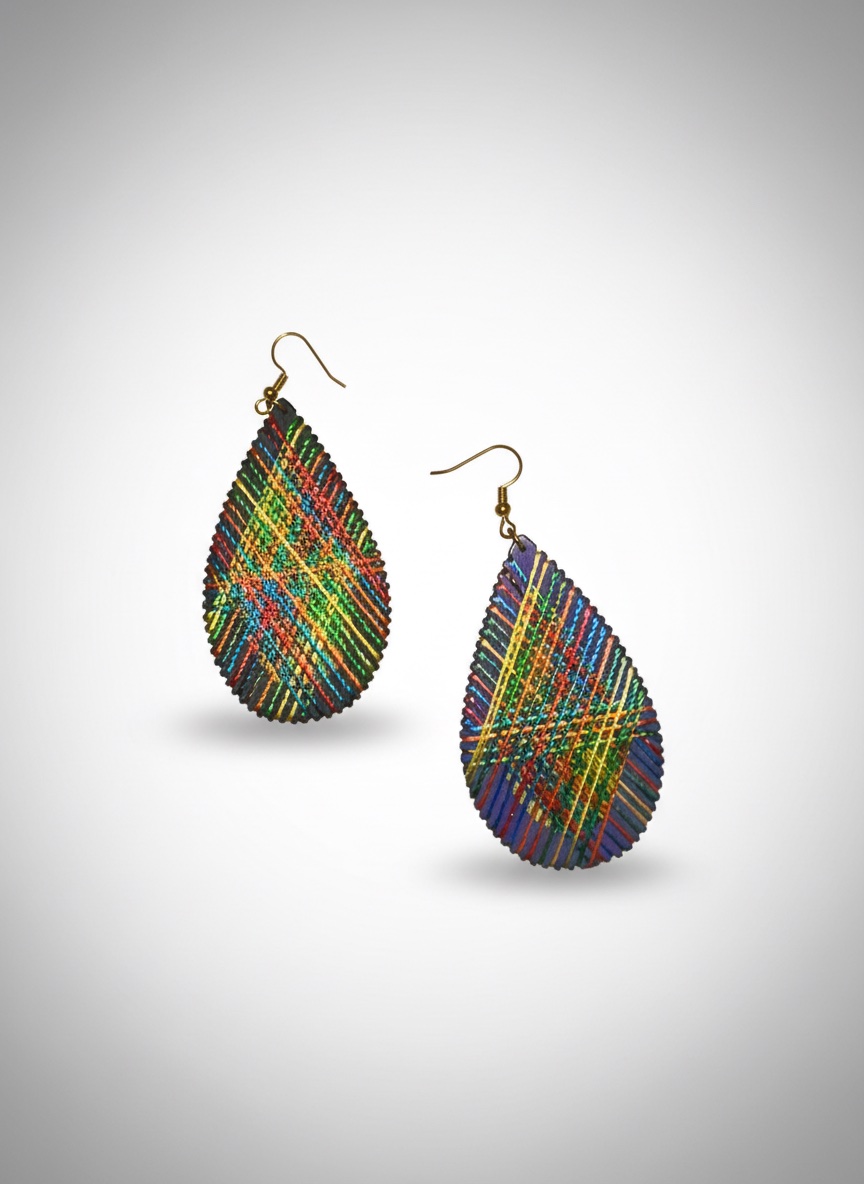 Boucles d’oreilles gouttes tissées NEUVES