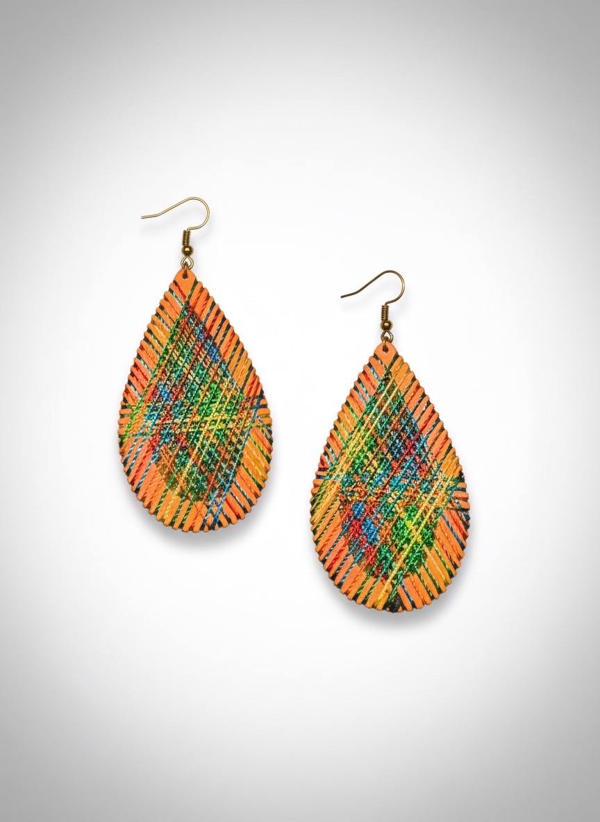 Boucles d’oreilles gouttes tissées NEUVES