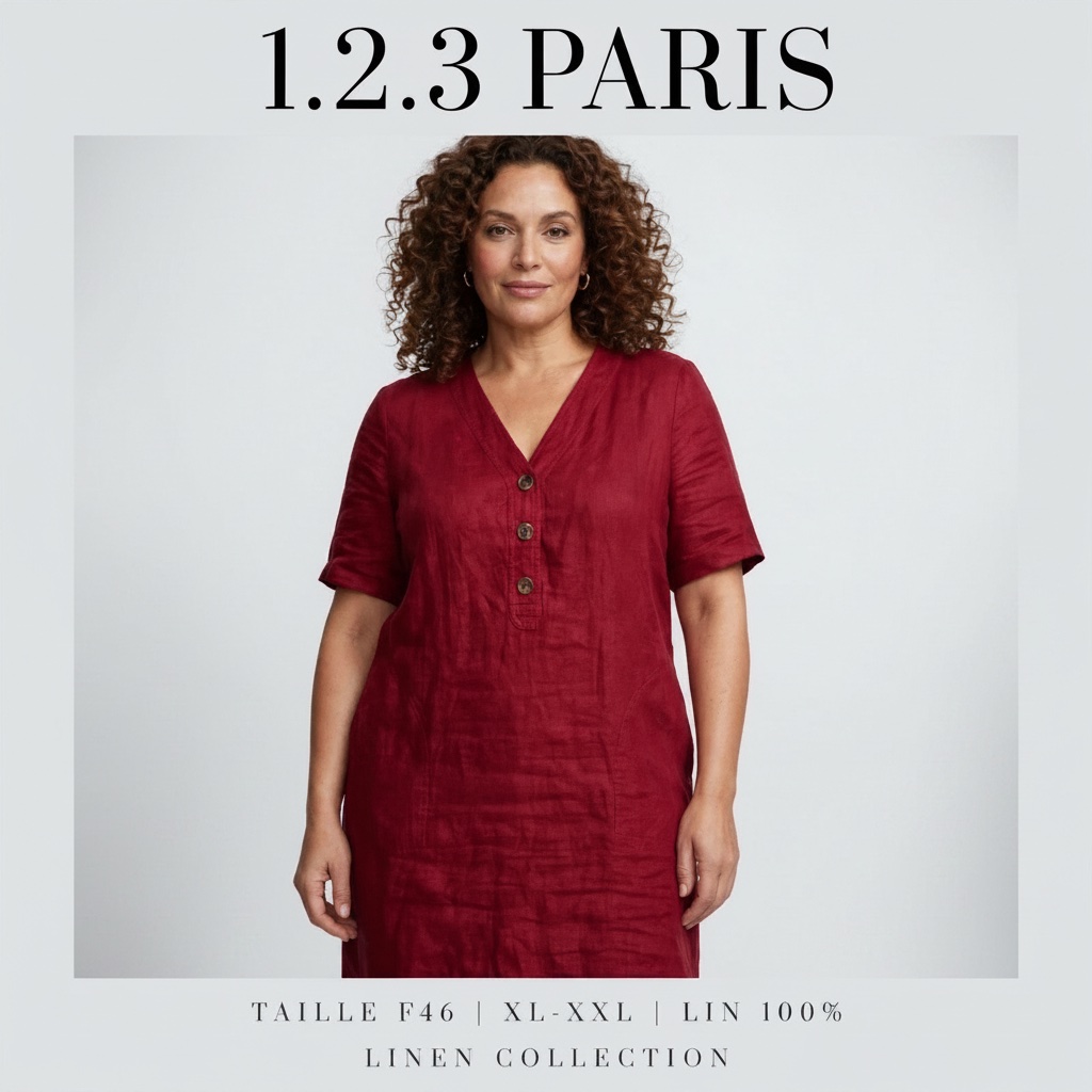 1.2.3 PARIS LIN - Robe Tunique Lin Naturel  Matière : LIN 100%