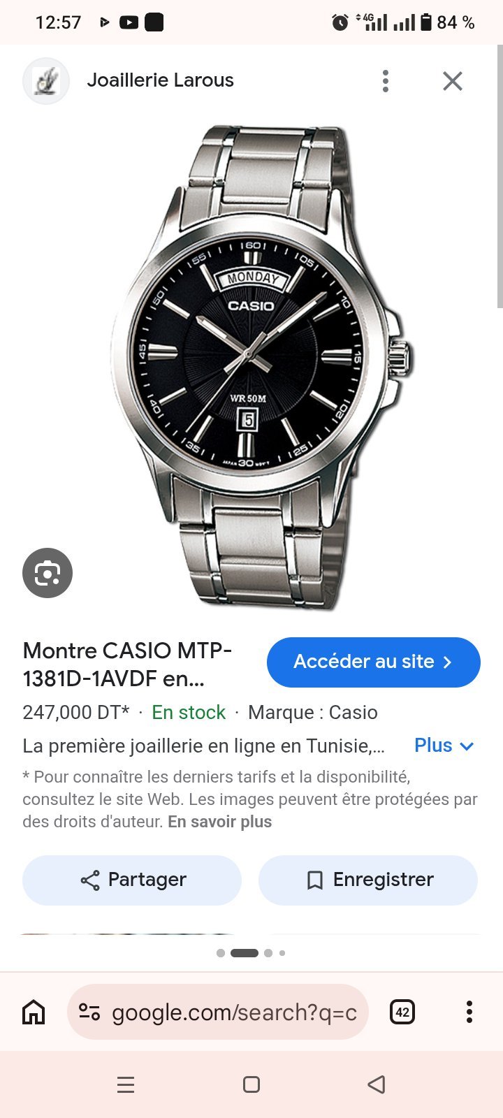 Montre CASIO MTP 1381D