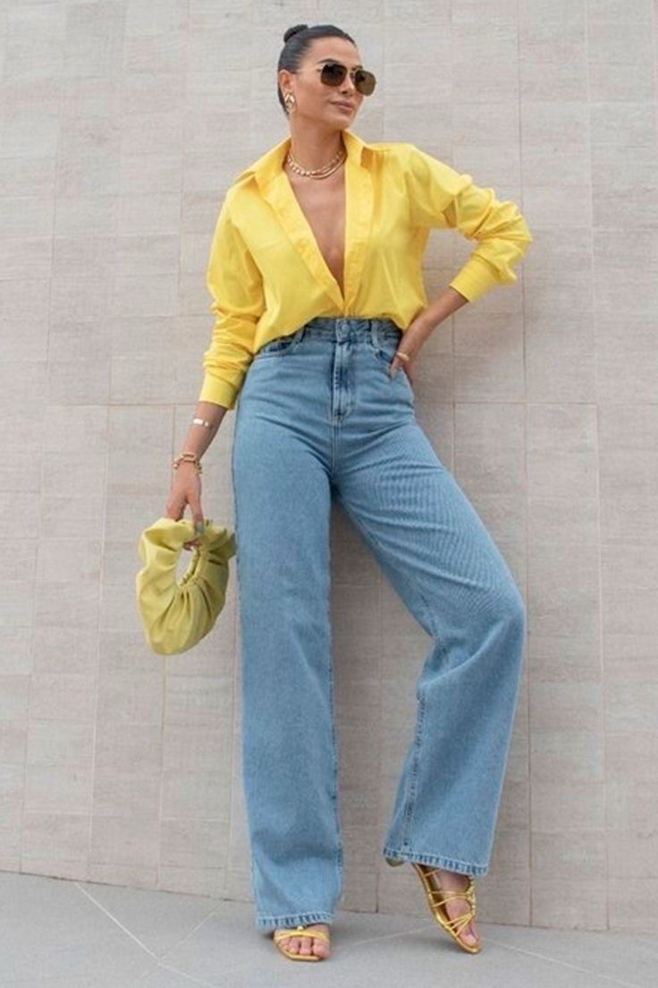 Wide leg jeans super taille haute et super long
