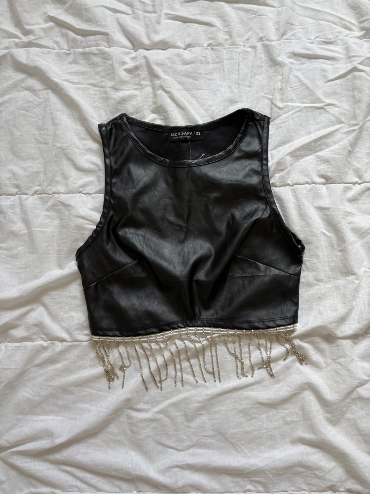 Top simili cuir soiré