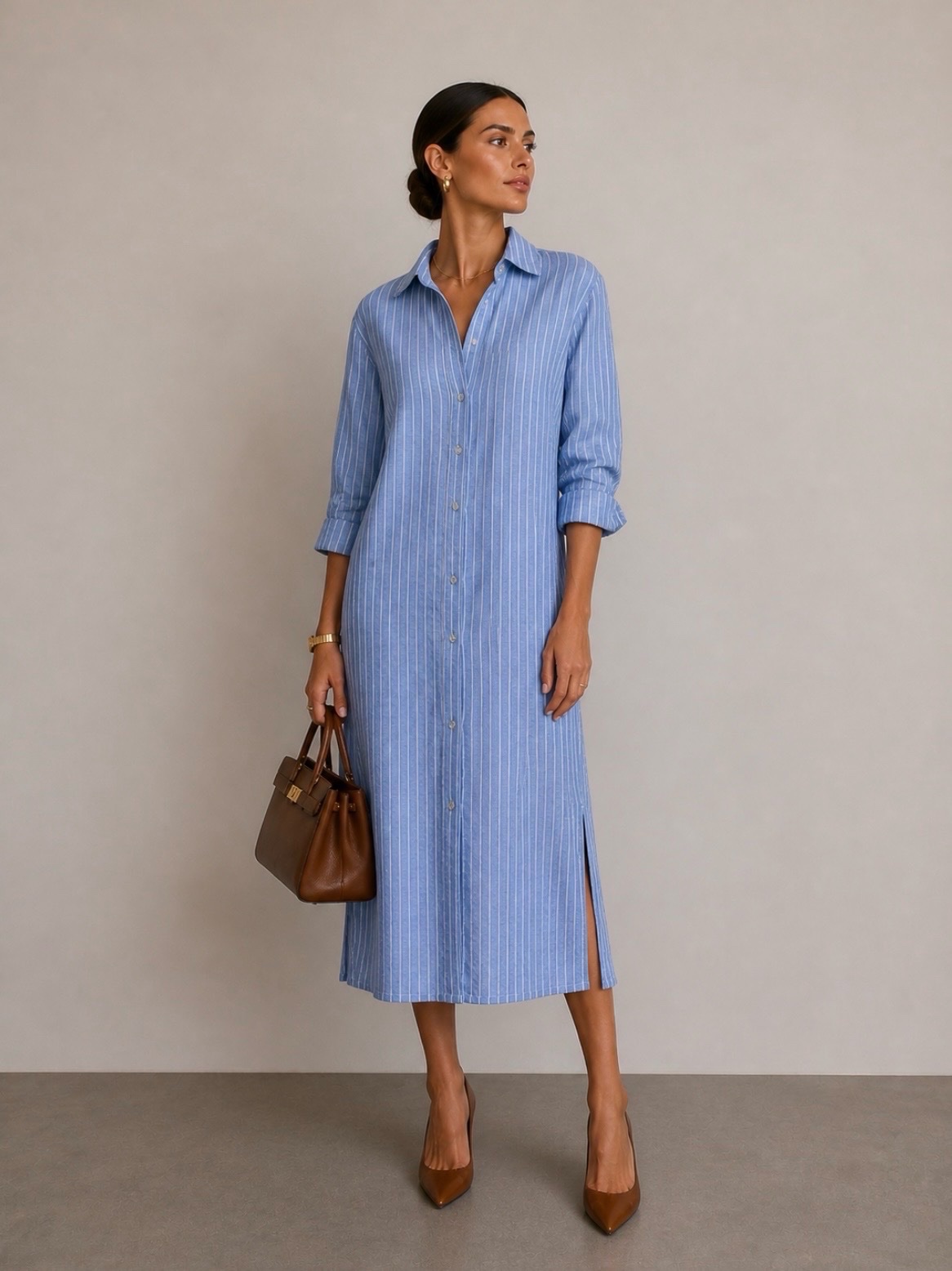 Robe chemise rayée