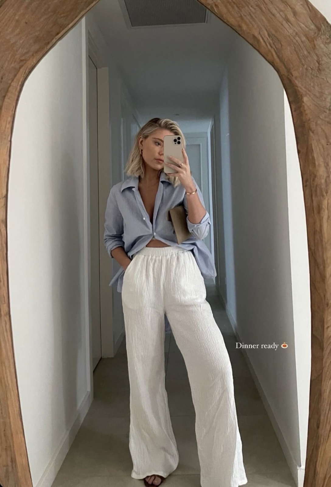 Pantalon large blanc BERSHKA neuf