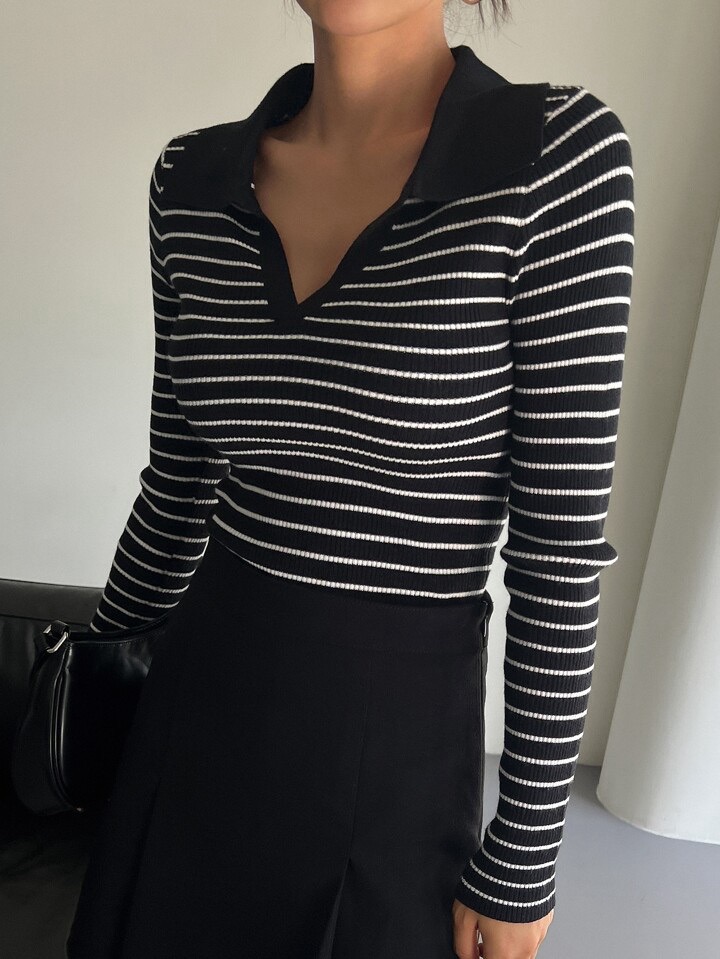 Pull rayé noir et blanc 