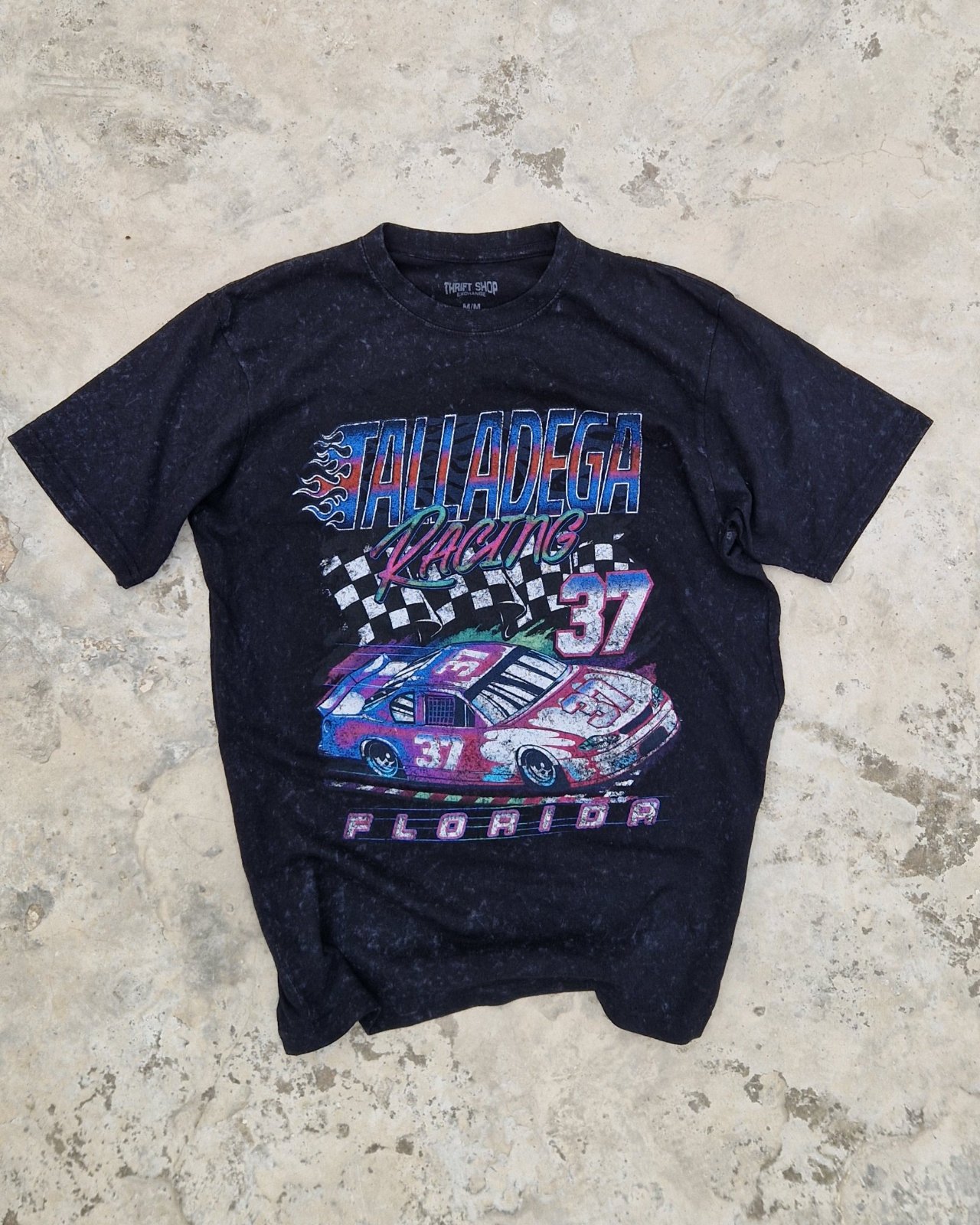 ​🏎️ VINTAGE VIBE : T-shirt Racing Talladega Florida – Acid Wash Black