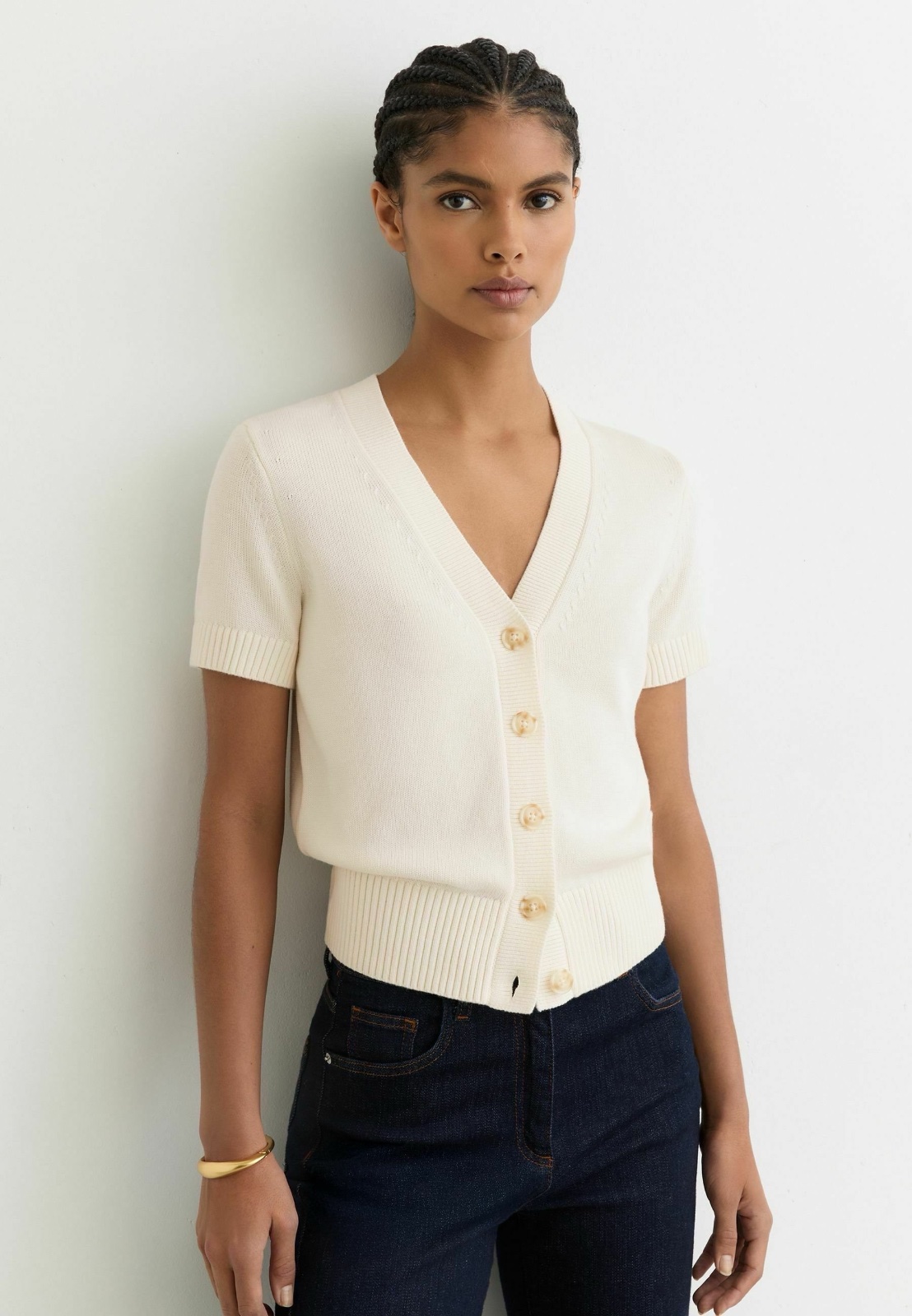 Pull style gilet en jaune beurre