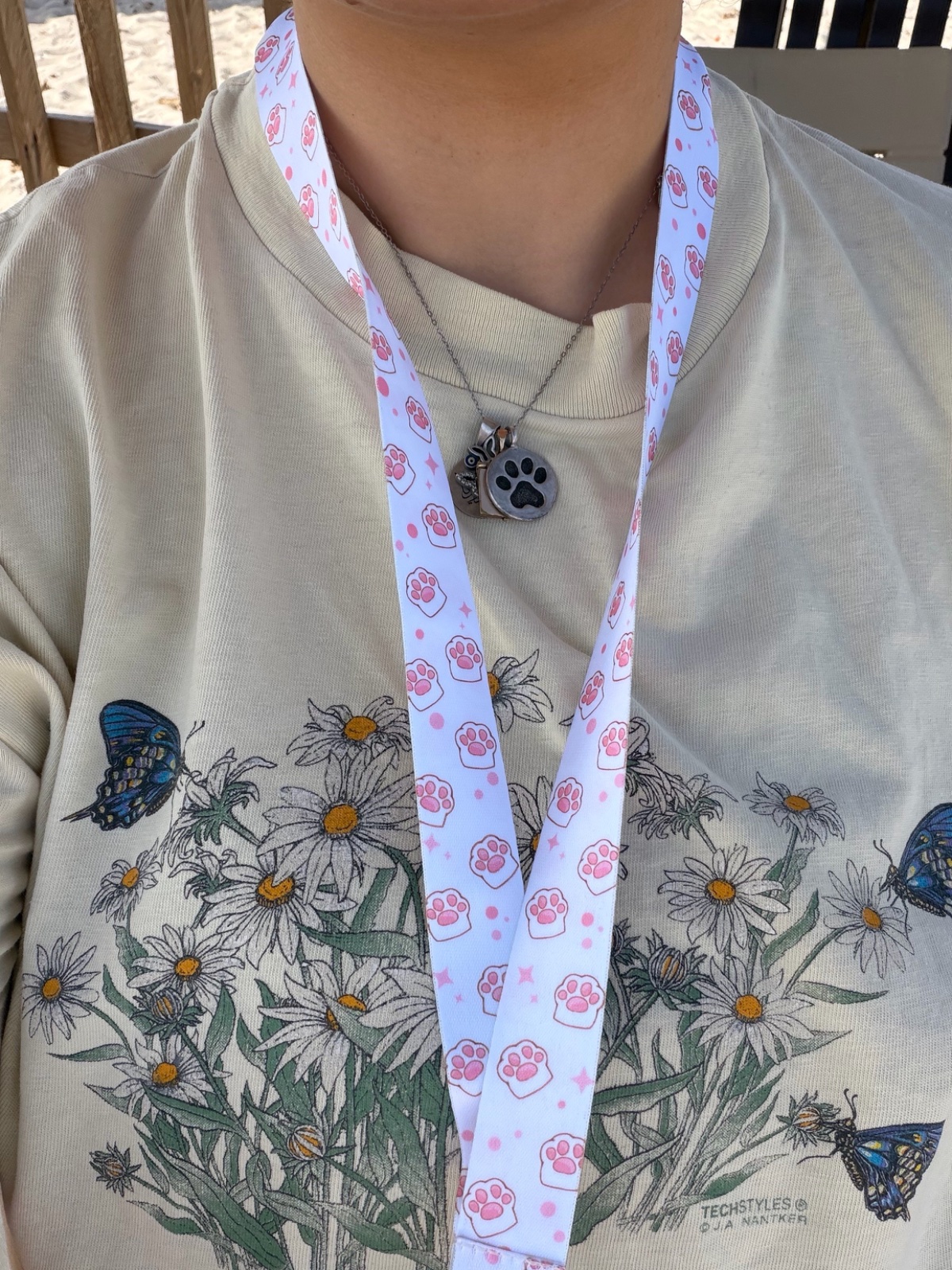 Lanière blanche avec motif patte rose 🐾🩷
