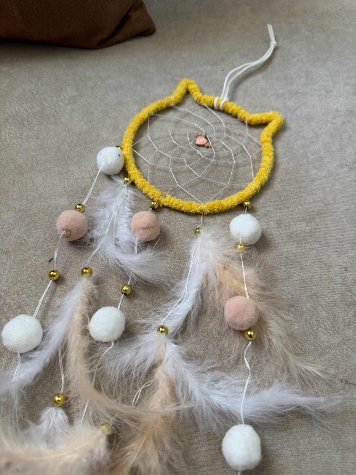 Dream catcher tete de chat en jaune 💛🪽✨