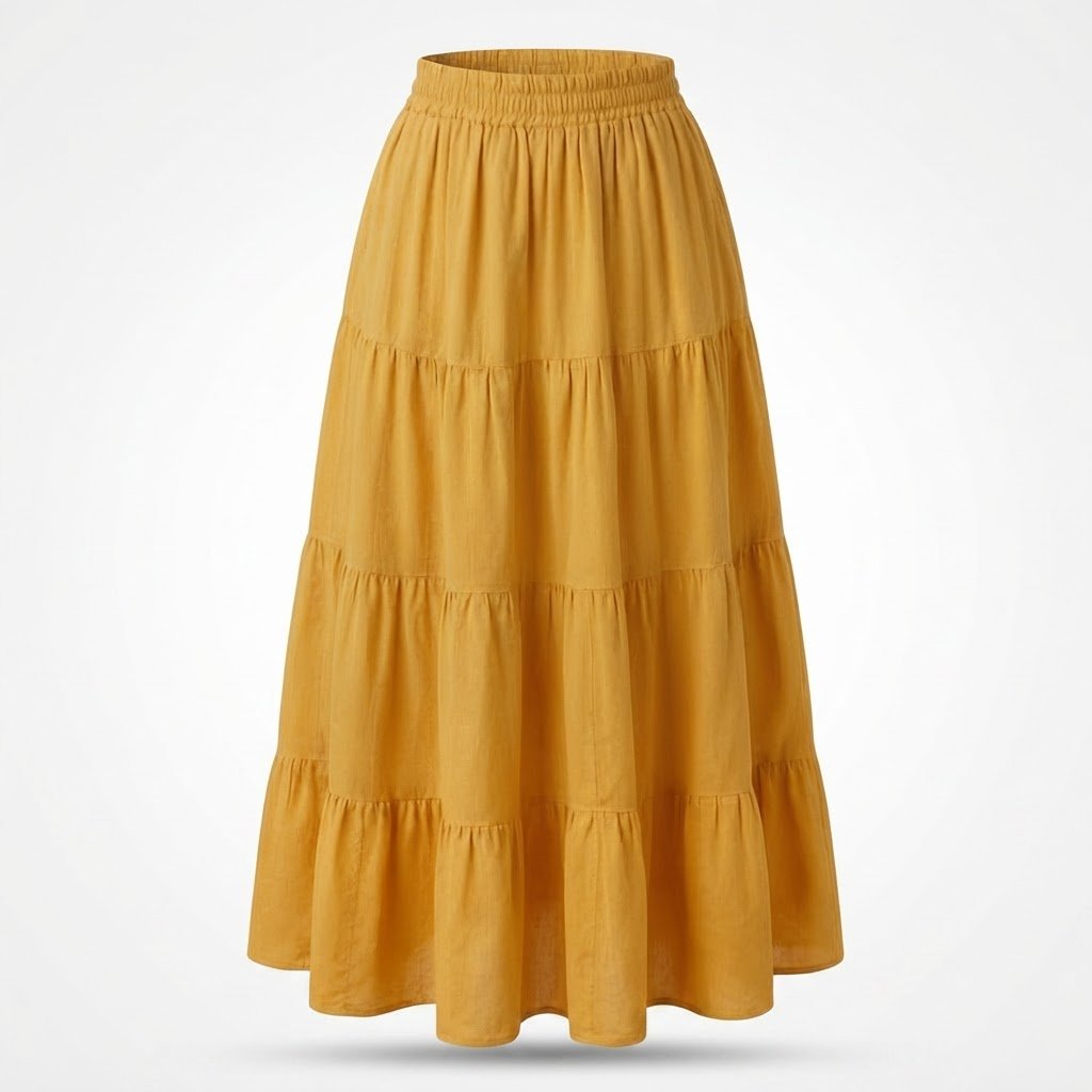 Jupe maxi trendy jaune moutard 