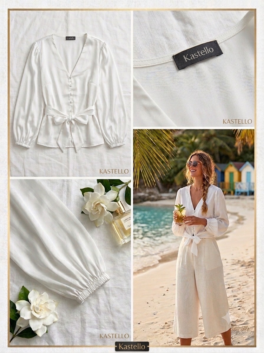 Chemise satinée blanche estivale kastello 🤍