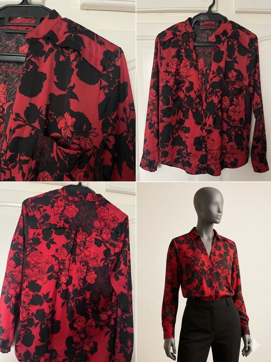 Chemise satinée rouge en trés bonne état ❤️