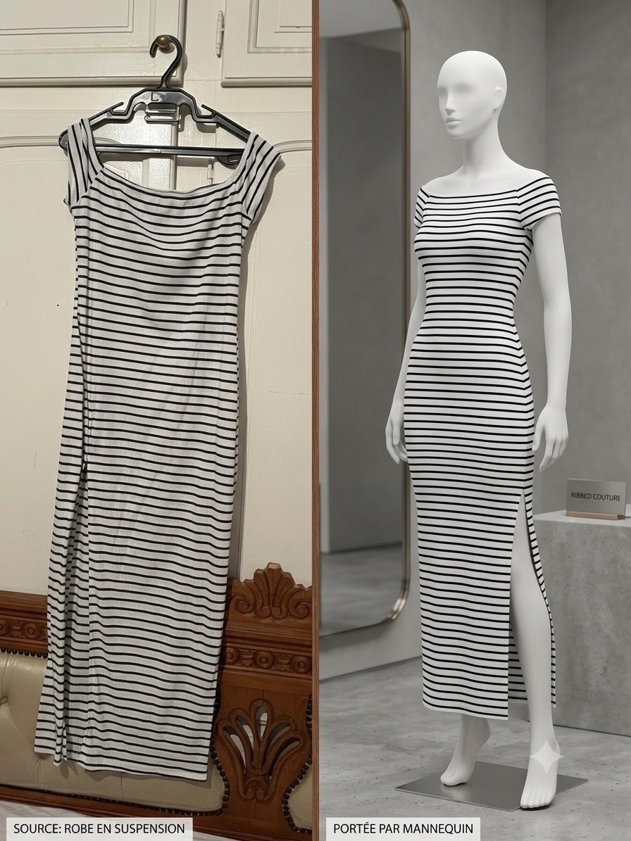 Robe longue rayée
