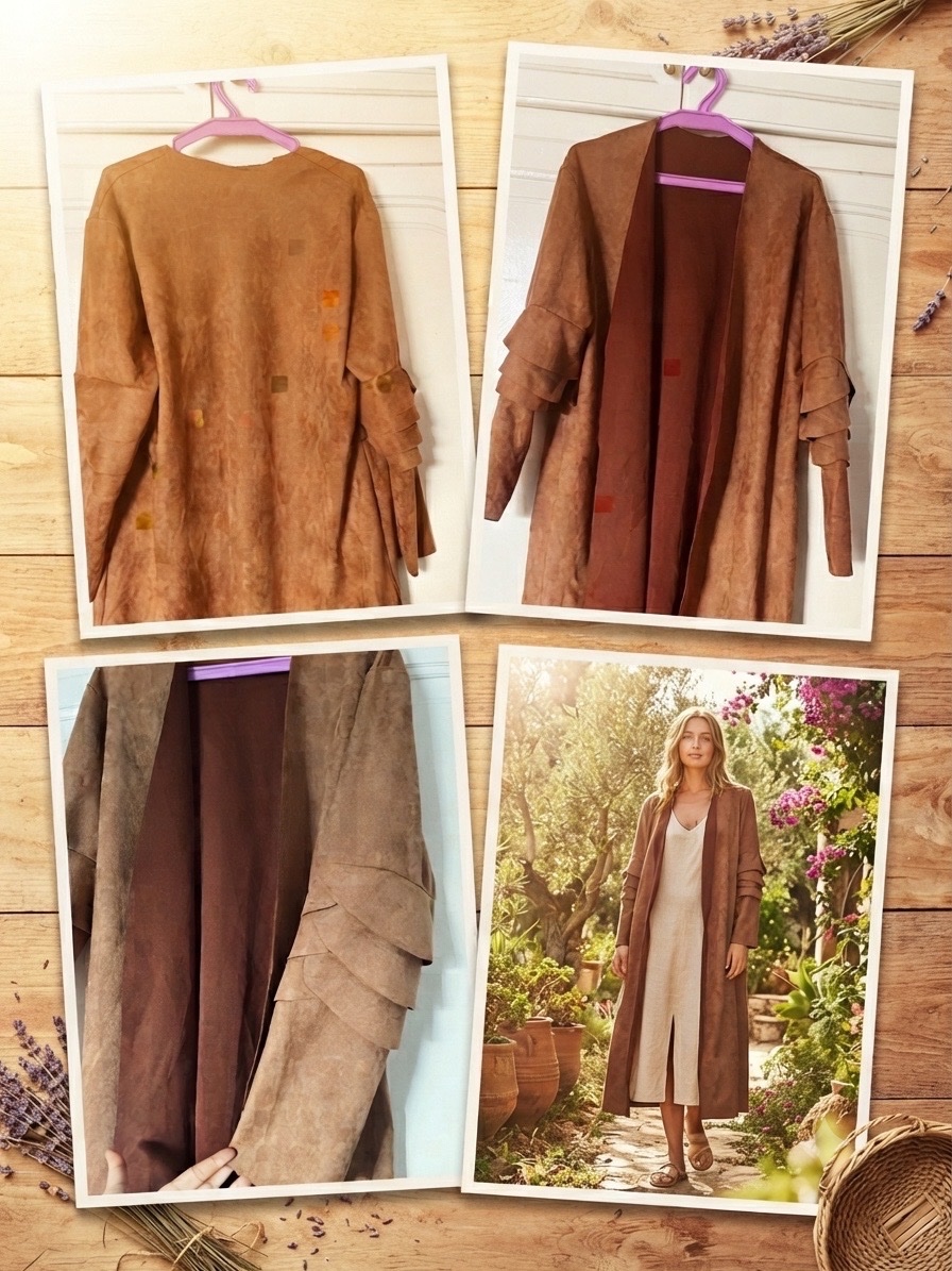 Superbe manteau long en suédine marron - Très bon état