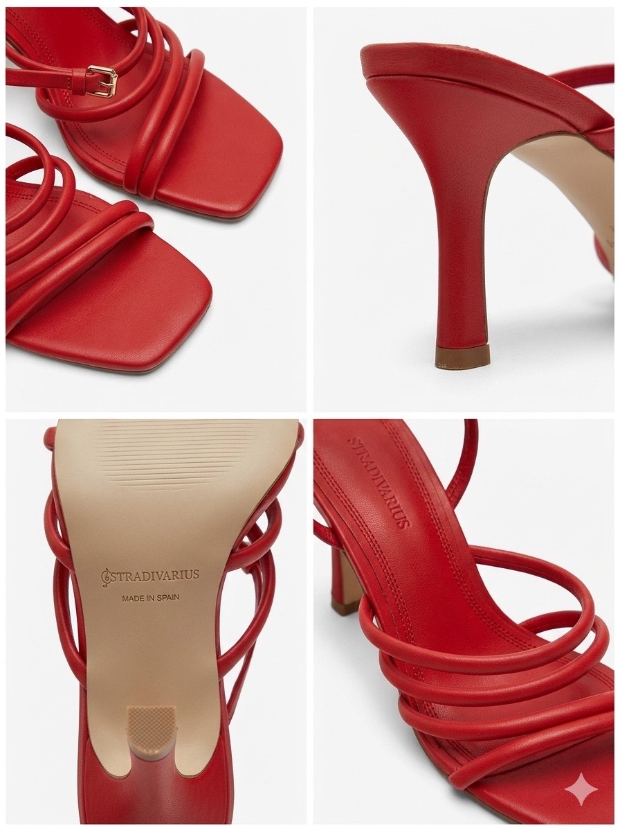 Sandales à talons lacées rouges Stradivarius - Taille 36