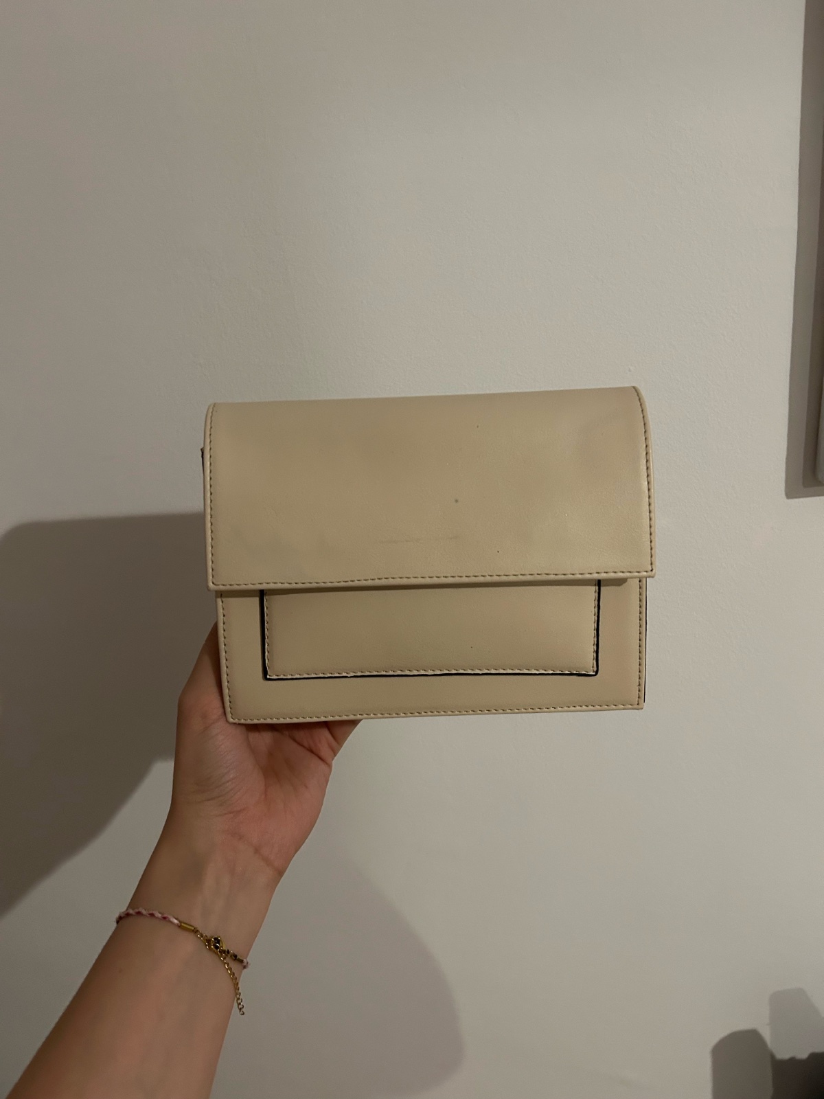 Sac beige anse dorée