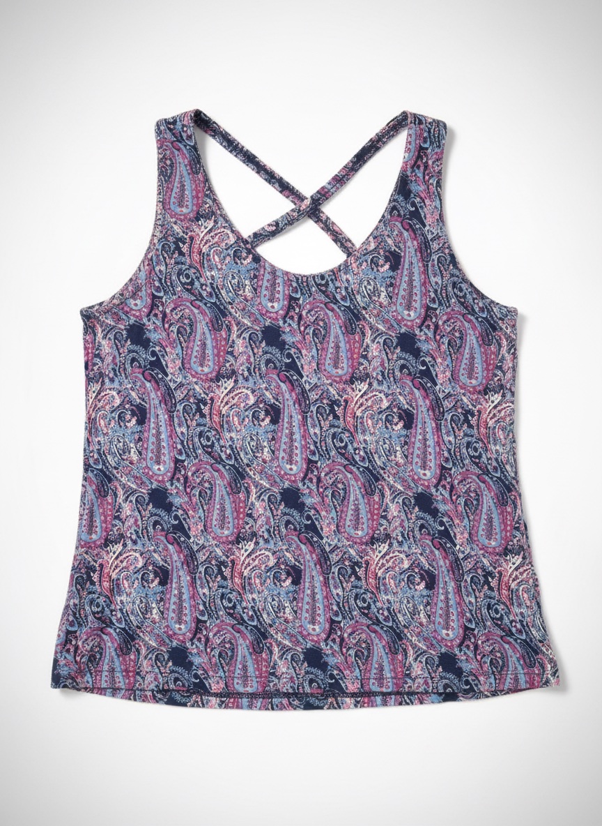 Débardeur Bohème à motif Paisley – Dos croisé – Taille M/L