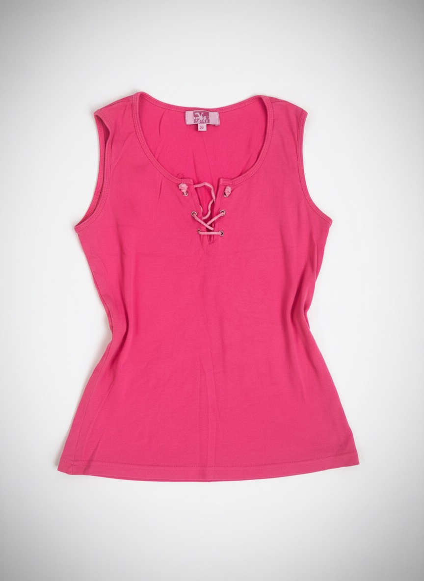Débardeur rose fuchsia – Col lacé – Style Y2K