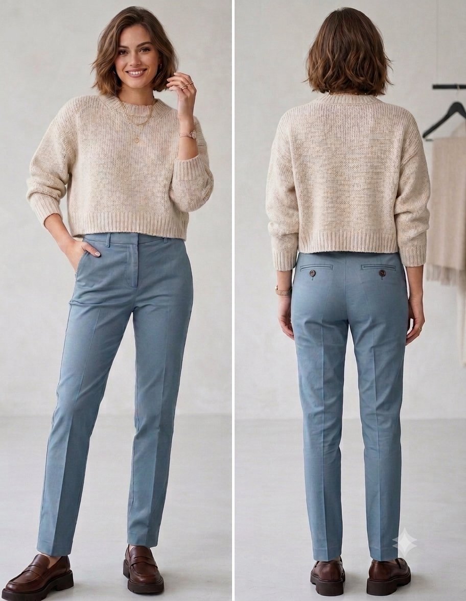 Pantalon bleu coupe droite 